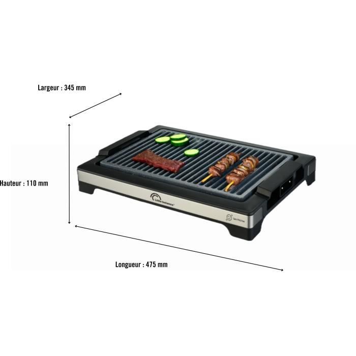 LITTLE BALANCE Electric Barbecue - Easy Nopifas - 38 x 25 cm Cooking Surface - PFAS-Free Microceramic Coating - 2000W