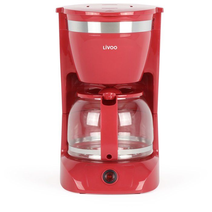 LIVOO Electric Coffee Maker - DOD163RC - 800 W - 1.25 L - 12 Cups - Red