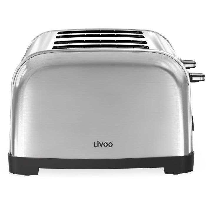 LIVOO 4-Slice Toaster - DOD197 - 1700 W - 2 Independent Thermostats - Stainless Steel