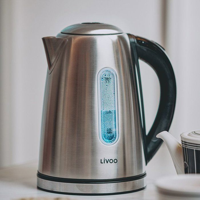 LIVOO Kettle - 2200 W - 1.7 L - 360° Swivel Base - Stainless Steel - DOD195
