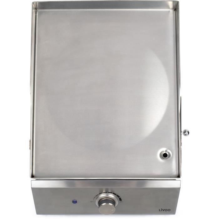 LIVOO Stainless Steel Electric Griddle - DOC292 - 2800W - Adjustable Thermostat
