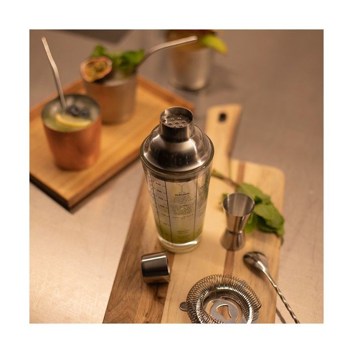 Set a cocktails - LIVOO - GS156 - 400 ml - Acier inoxydable - 1 shaker, 1 doseur, 1 cuillere, 1 passoire - Double graduation