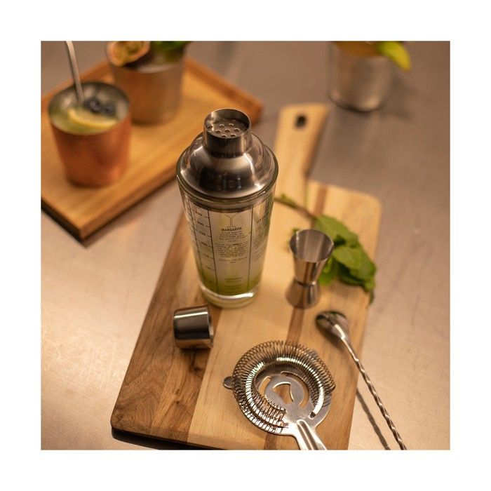 Set a cocktails - LIVOO - GS156 - 400 ml - Acier inoxydable - 1 shaker, 1 doseur, 1 cuillere, 1 passoire - Double graduation