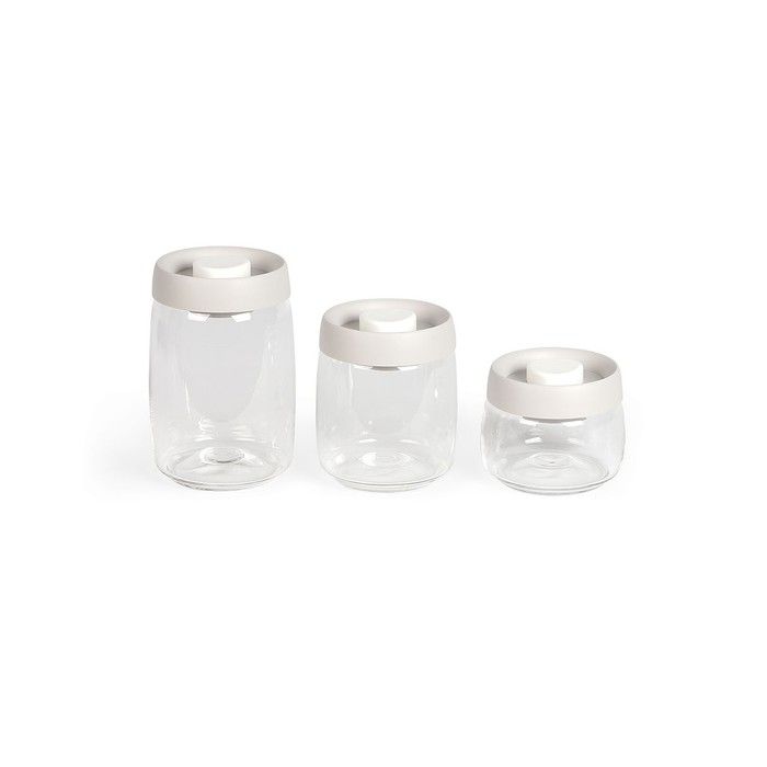 LIVOO Set of 3 Vacuum-Sealed Jars - 400 ml, 800 ml, 1.2 L - Borosilicate Glass MEN401