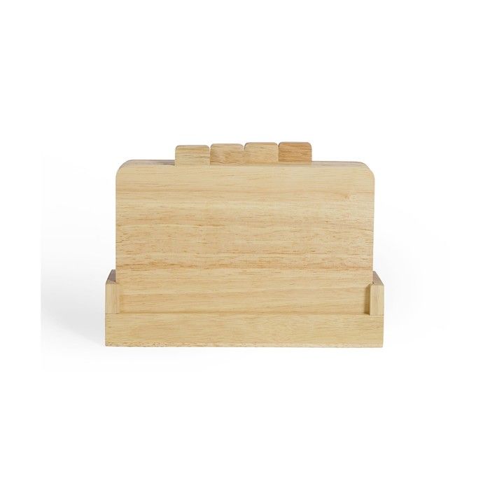 LIVOO Set of 4 Rubberwood Cutting Boards with Storage Rack - 26 x 18 cm MES142