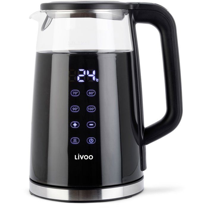 LIVOO Digital Kettle - 2200 W - 1.7 L - Clear Glass - DOD198