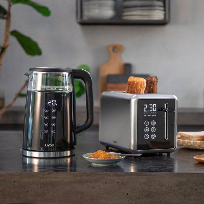 LIVOO Digital Kettle - 2200 W - 1.7 L - Clear Glass - DOD198