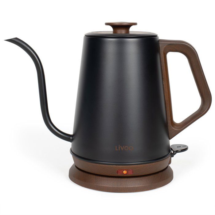 LIVOO Gooseneck Kettle - DOD206 - 1360 W - 1 L - 360° Swivel Base - Black/ Brown