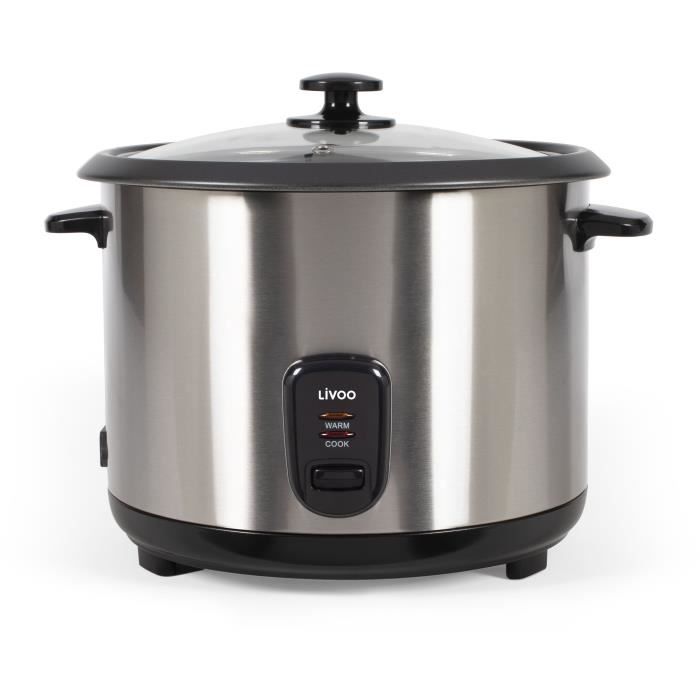 Cuiseur a riz et vapeur acier inoxydable - LIVOO - DOC293 - 1000W - 2,8L - Acier inoxydable - Maintien au chaud