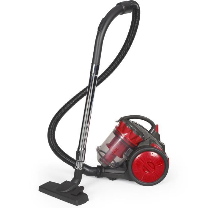 LIVOO DOH136R Bagless Multi-Cyclonic Vacuum Cleaner - 700 W - 16 kPa - 78 dB - 3 L - Washable Filter - Red/ Grey
