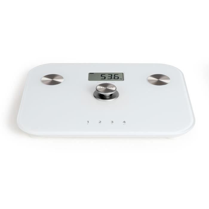 LIVOO Body Composition Scale - DOM465W - Dynamo Powered - 150 kg Max - 6 Indicators - White