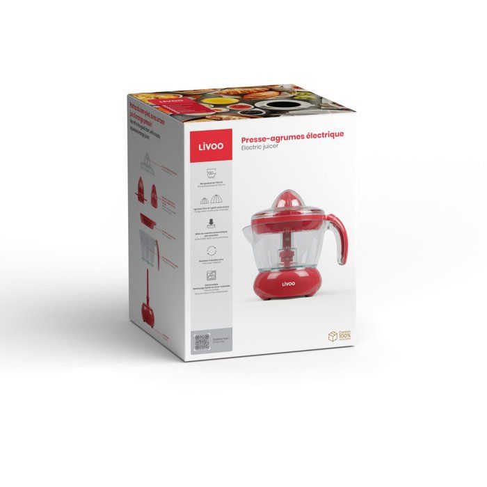 LIVOO Electric Citrus Juicer - DOD131RC - 25W - 700 ml - Red