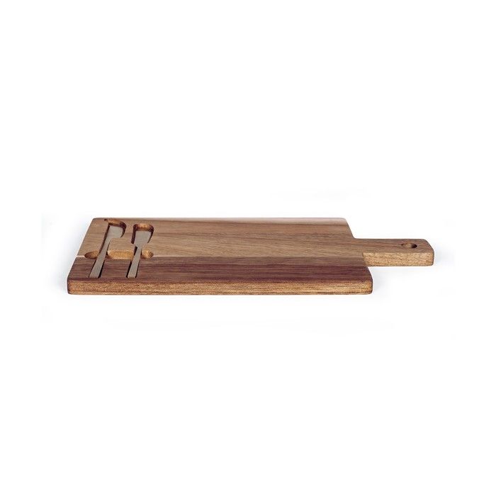 LIVOO Cheese Board - MEC138 - FSC Acacia Wood - 38 x 20 cm - 2 Magnetic Knives