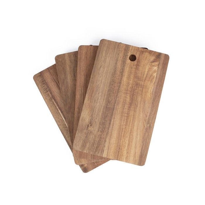 LIVOO Set of 4 Cutting Boards - MES152 - FSC Acacia Wood - 22 x 14 cm - With Metal Stand