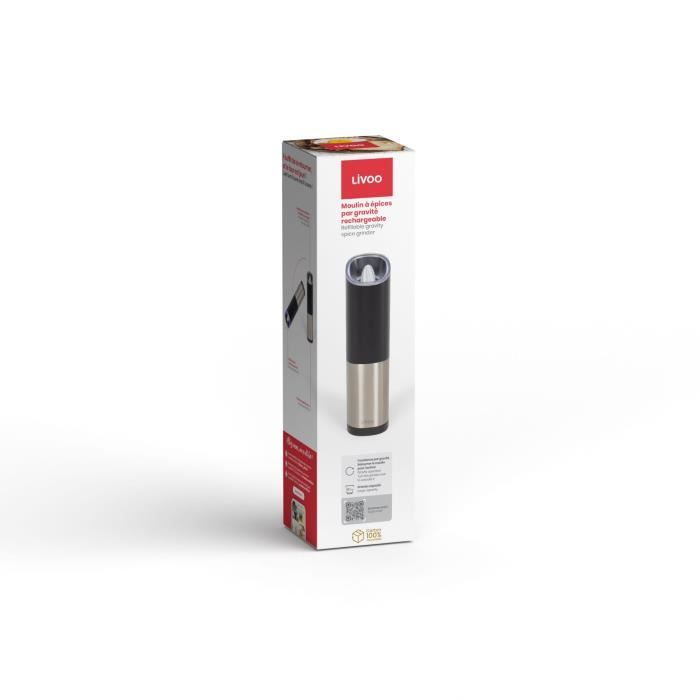 LIVOO Spice Mill - GS161 - 80 ml - Adjustable Grinding - Blue LED - Gravity Refillable
