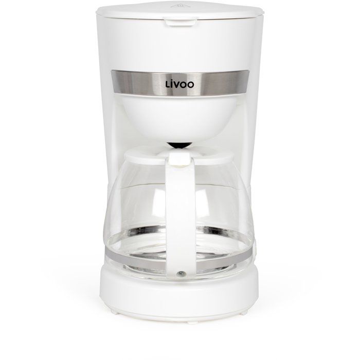 LIVOO Electric Coffee Maker, 750 W, 1.25 L, 10-12 Cups, White, DOD200W