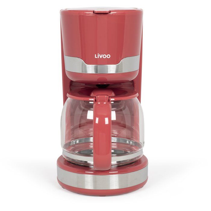 LIVOO Electric Coffee Maker, 1000 W, 1.5 L, 12-14 Cups, Chili Red, DOD201RC