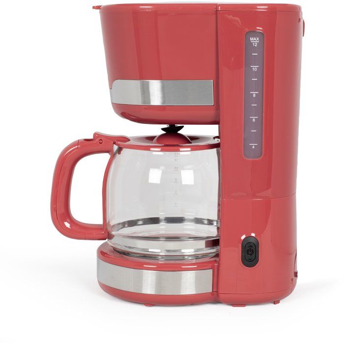 LIVOO Electric Coffee Maker, 1000 W, 1.5 L, 12-14 Cups, Chili Red, DOD201RC