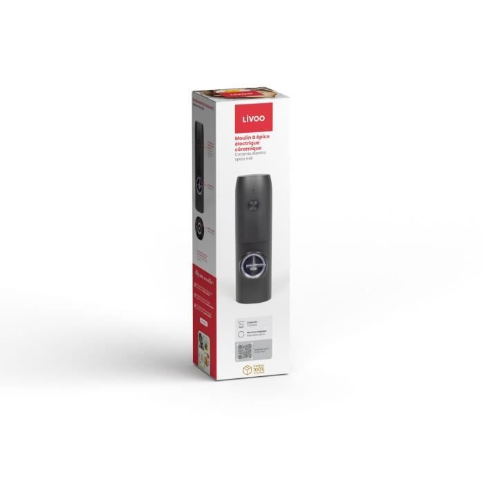 LIVOO Electric Spice Grinder - GS160 - 25W - 70 ml - Ceramic Grinding Wheel - Rechargeable