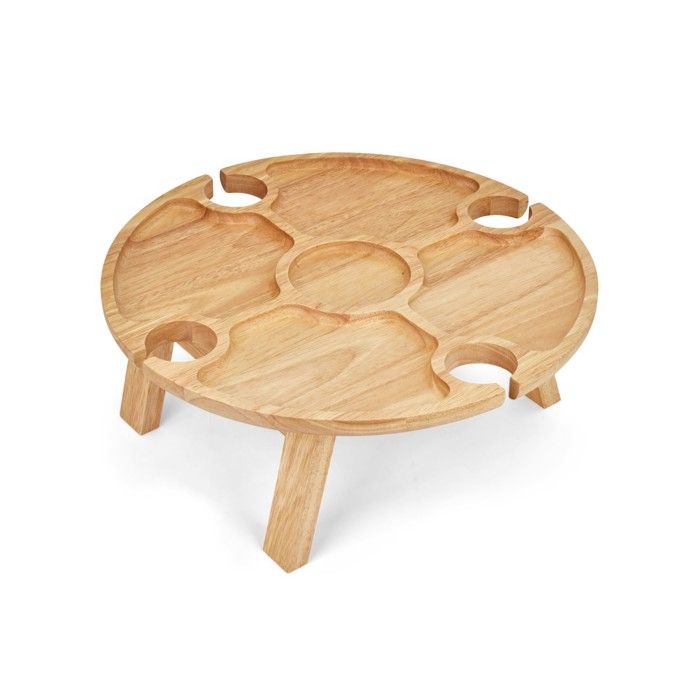 LIVOO Appetizer Tray - MES150 - Rubberwood - Divider Tray - 4 Notches for Glasses - Folding Legs