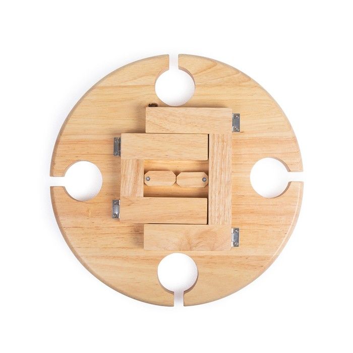 LIVOO Appetizer Tray - MES150 - Rubberwood - Divider Tray - 4 Notches for Glasses - Folding Legs