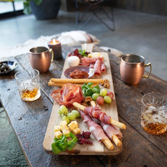 LIVOO Large Appetizer Board - FSC Acacia Wood - 75 x 19.5 cm - Wooden Legs MES151
