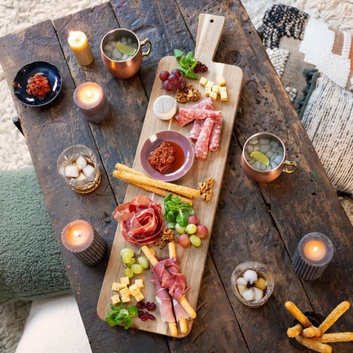 LIVOO Large Appetizer Board - FSC Acacia Wood - 75 x 19.5 cm - Wooden Legs MES151