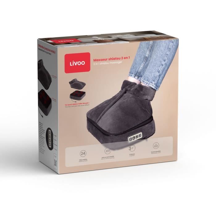 LIVOO 2-in-1 Shiatsu Massager - DOS204 - Feet and Back - 24 Heads - 3 Speeds - With Heat