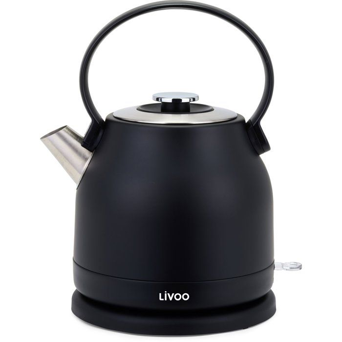 LIVOO Retro Kettle - 1.5 L - 2200 W - 360° Swivel Base - Black - DOD202N
