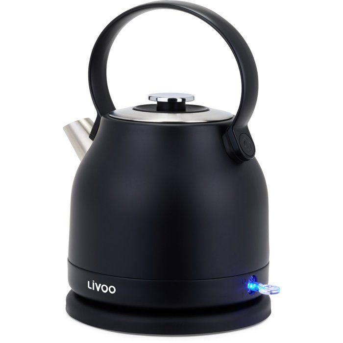 LIVOO Retro Kettle - 1.5 L - 2200 W - 360° Swivel Base - Black - DOD202N