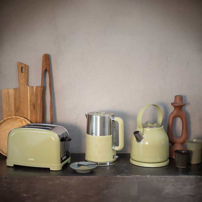 LIVOO Retro Kettle - 2200 W - 1.5 L - 360° Swivel Base - Matcha - DOD202M