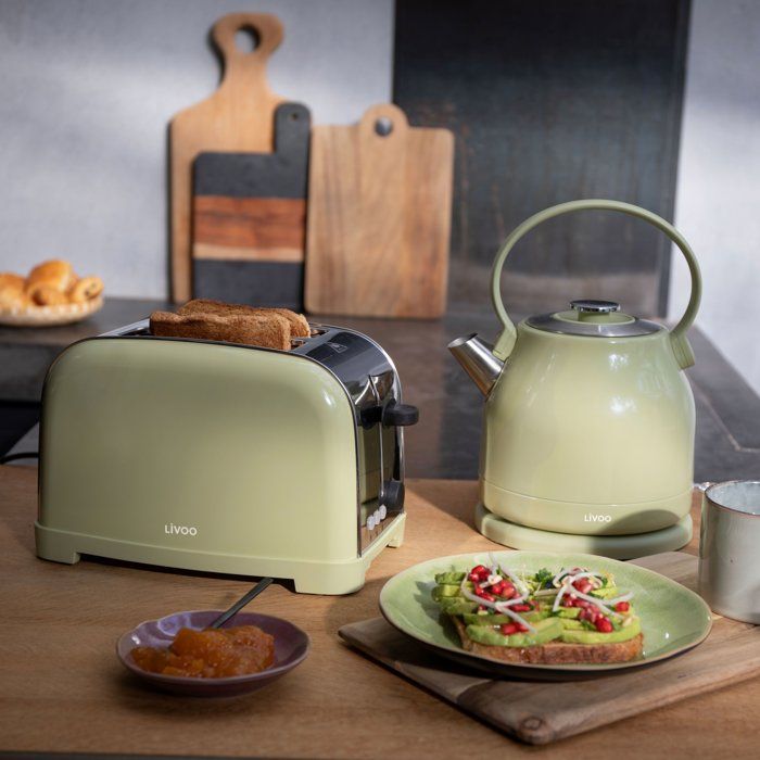 LIVOO Retro Kettle - 2200 W - 1.5 L - 360° Swivel Base - Matcha - DOD202M