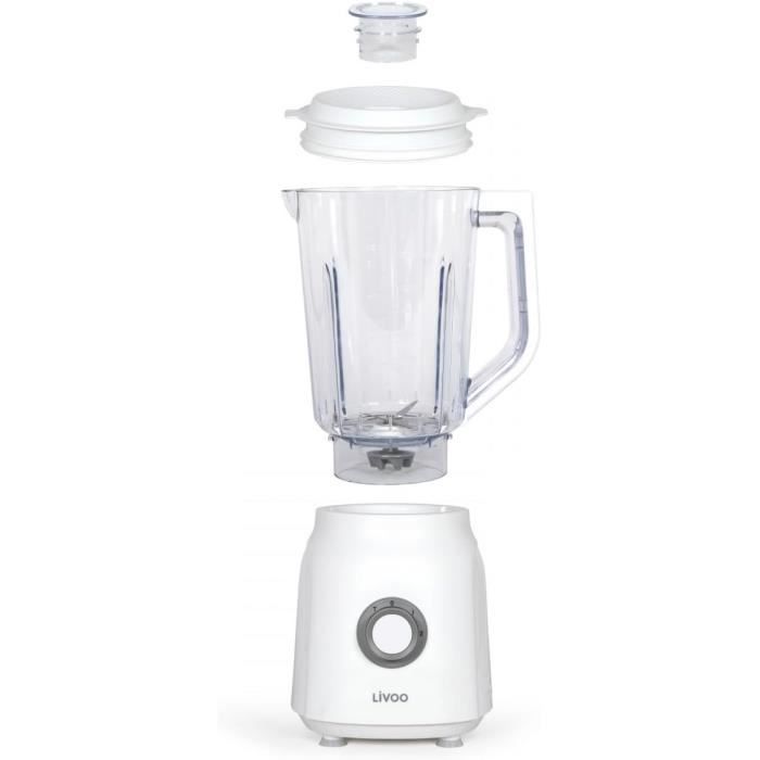 LIVOO Blender - 1.5 L - 600 W - 22,000 RPM - 2 Speeds - Turbo White