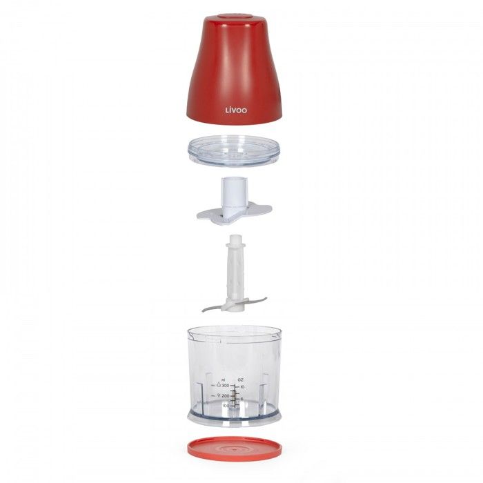 LIVOO Food Processor - DOP244R - 400W - 300 ml - 2 Stainless Steel Blades