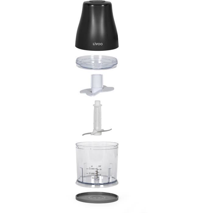 LIVOO Food Chopper - 300 ml - 400W - 1 Speed + Turbo - Black