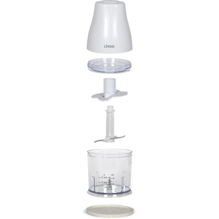 LIVOO Food Chopper - 300 ml - 400W - 1 Speed + Turbo - White
