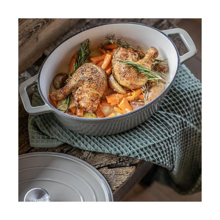 LIVOO Oval Casserole Dish - MEP129G - Enameled Cast Iron - 4.5 L - Suitable for All Hobs - 29 x 22 cm
