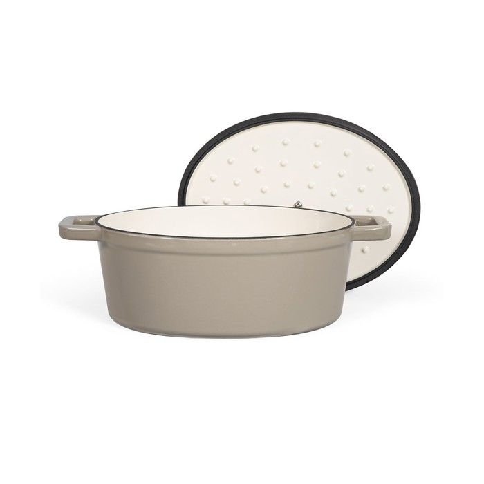 LIVOO Oval Casserole Dish - MEP129G - Enameled Cast Iron - 4.5 L - Suitable for All Hobs - 29 x 22 cm