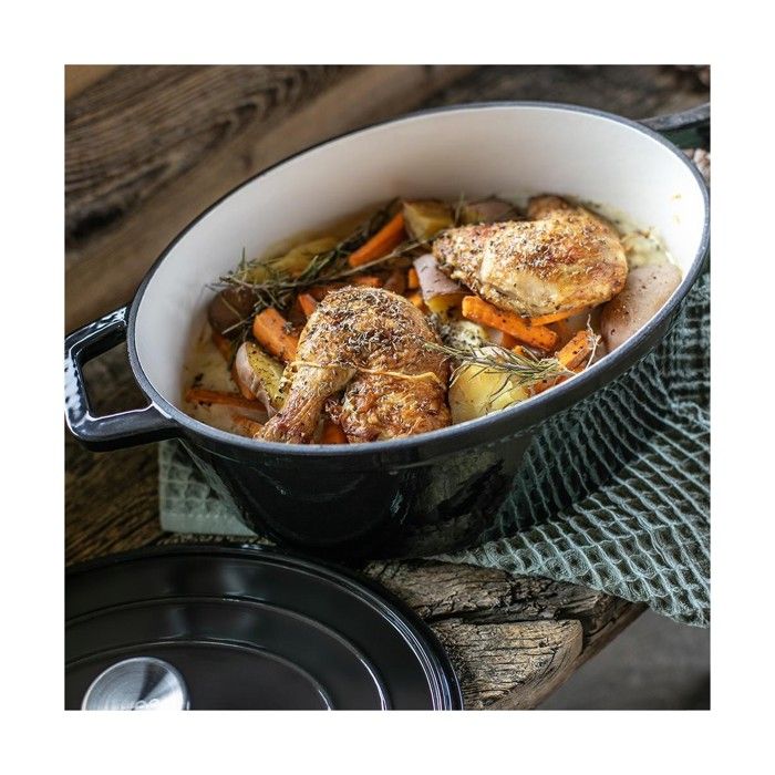 LIVOO Oval Casserole Dish - MEP129N - Enameled Cast Iron - 4.5 L - Suitable for All Hobs - 29 x 22 cm