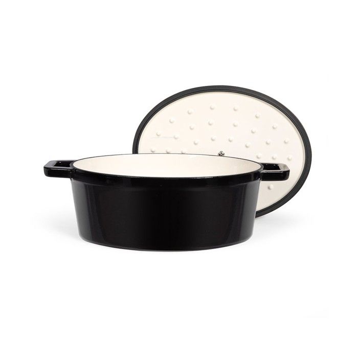LIVOO Oval Casserole Dish - MEP129N - Enameled Cast Iron - 4.5 L - Suitable for All Hobs - 29 x 22 cm