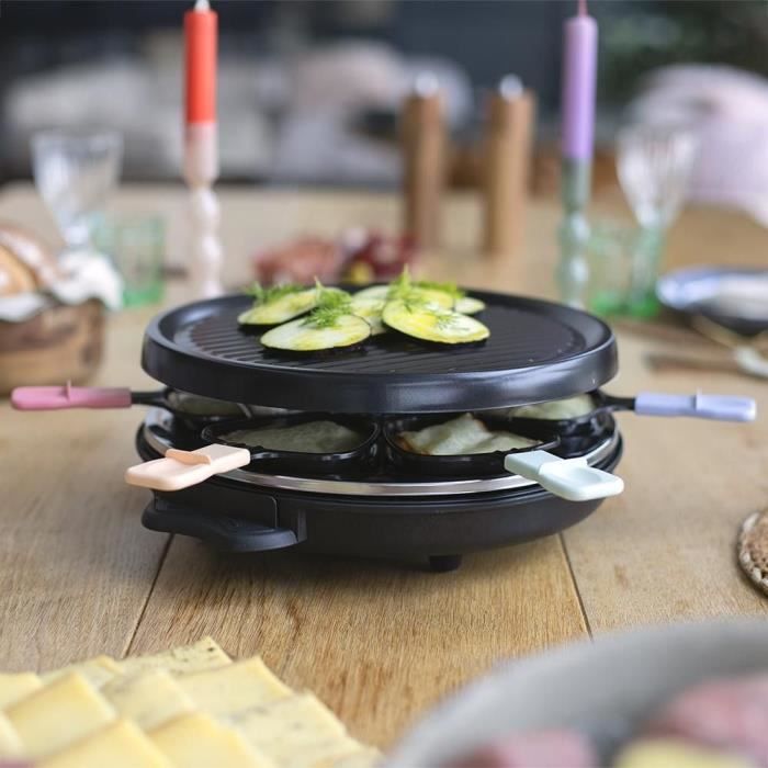 LIVOO Raclette Grill - DOC207P - Serves 6 People - 800W - Removable Grill Door