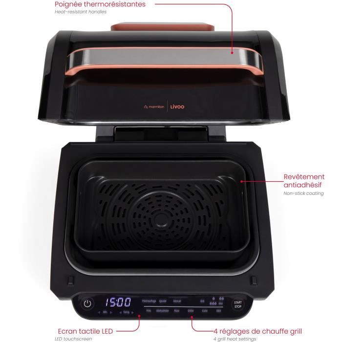 LIVOO Air Fryer and Grill - DOC305 - 6 L - 1500-1700W - 8 Programs