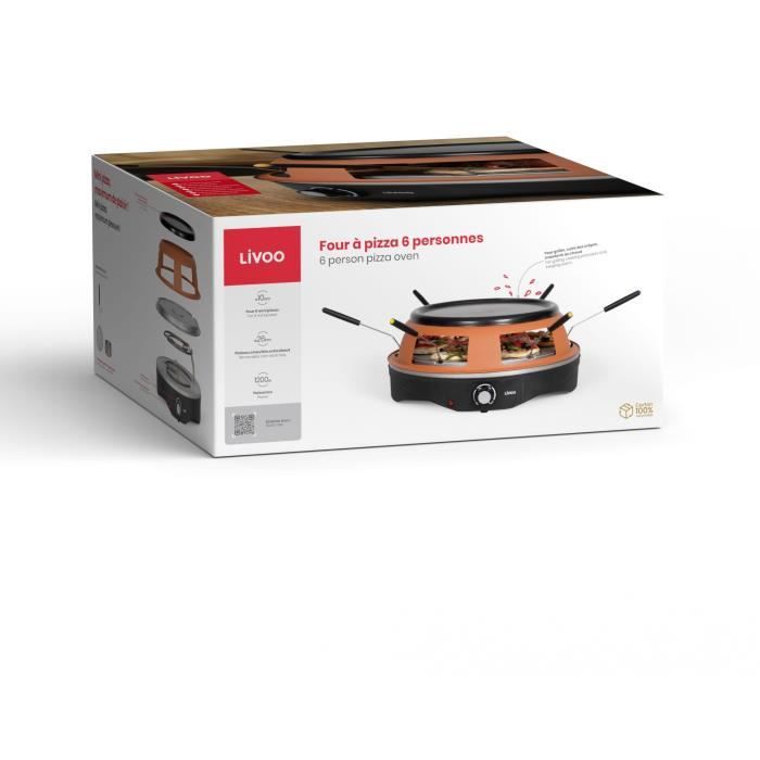 LIVOO Pizza Oven - DOC304 - 1200W - 6 Mini Pizzas - Non-stick