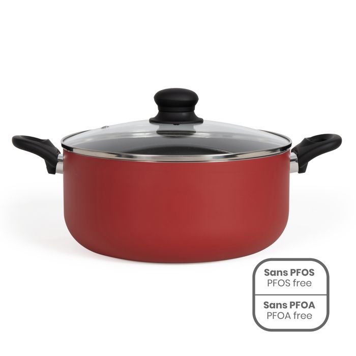 Livoo 28 cm Casserole Dish - MEP151R - Red - Compatible with All Stovetops