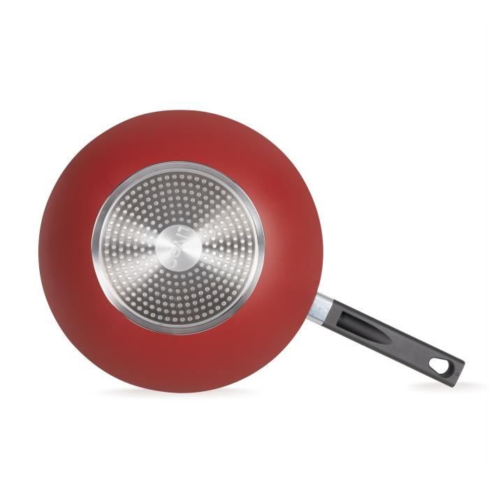 LIVOO Wok - MEP156R - 32 cm - Non-stick, PFOA and PFOS Free - Silicone Handle - Suitable for All Hobs Including Induction