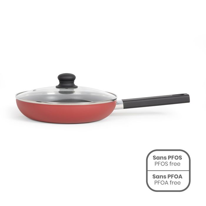 LIVOO MEP153R Sauté Pan - 26 cm - Non-stick - PFOA and PFOS free - Suitable for all hobs including induction