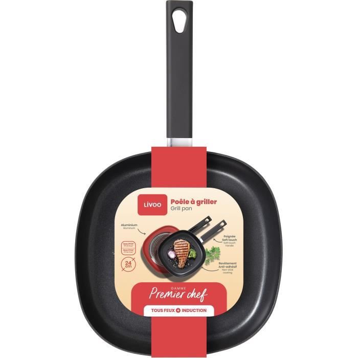Livoo Grillette - 24 cm - Aluminum - Non-stick - Suitable for All Hobs Including Induction - MEP152