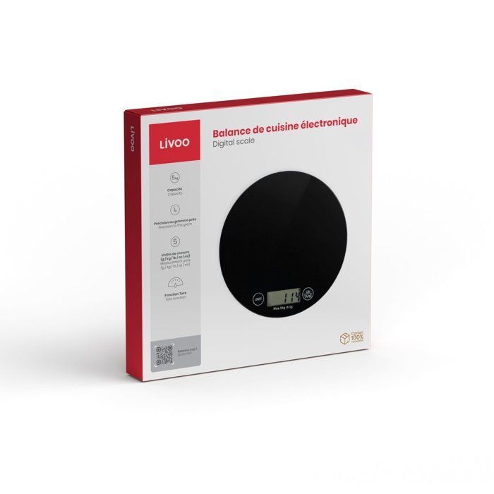 LIVOO Electronic Food Scale 20 cm x 20 cm x 3 cm - 460 g