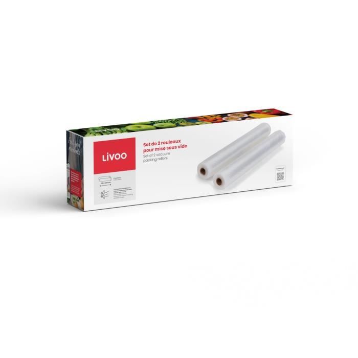 LIVOO Vacuum Sealing Roll Set - DOM505 - 2 Rolls - 28 cm x 3 m - Compatible with Universal Machines