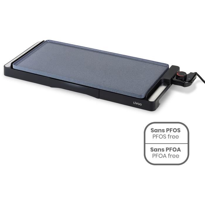 LIVOO Ceramic Griddle - DOC320 - 2200W - Removable Cast Aluminum Plate - Adjustable Thermostat